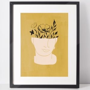 Abstract Floral Head  Wall Art Print Illustration Unframed